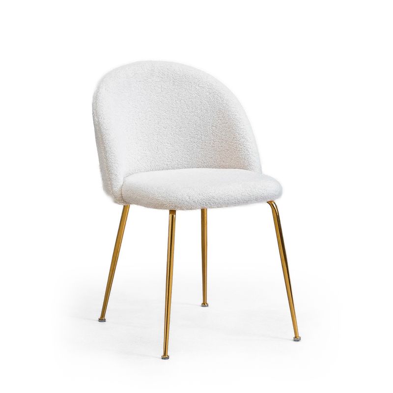 GENERICO - Silla De Comedor Sora Tapiz Boucle Blanco Patas Doradas