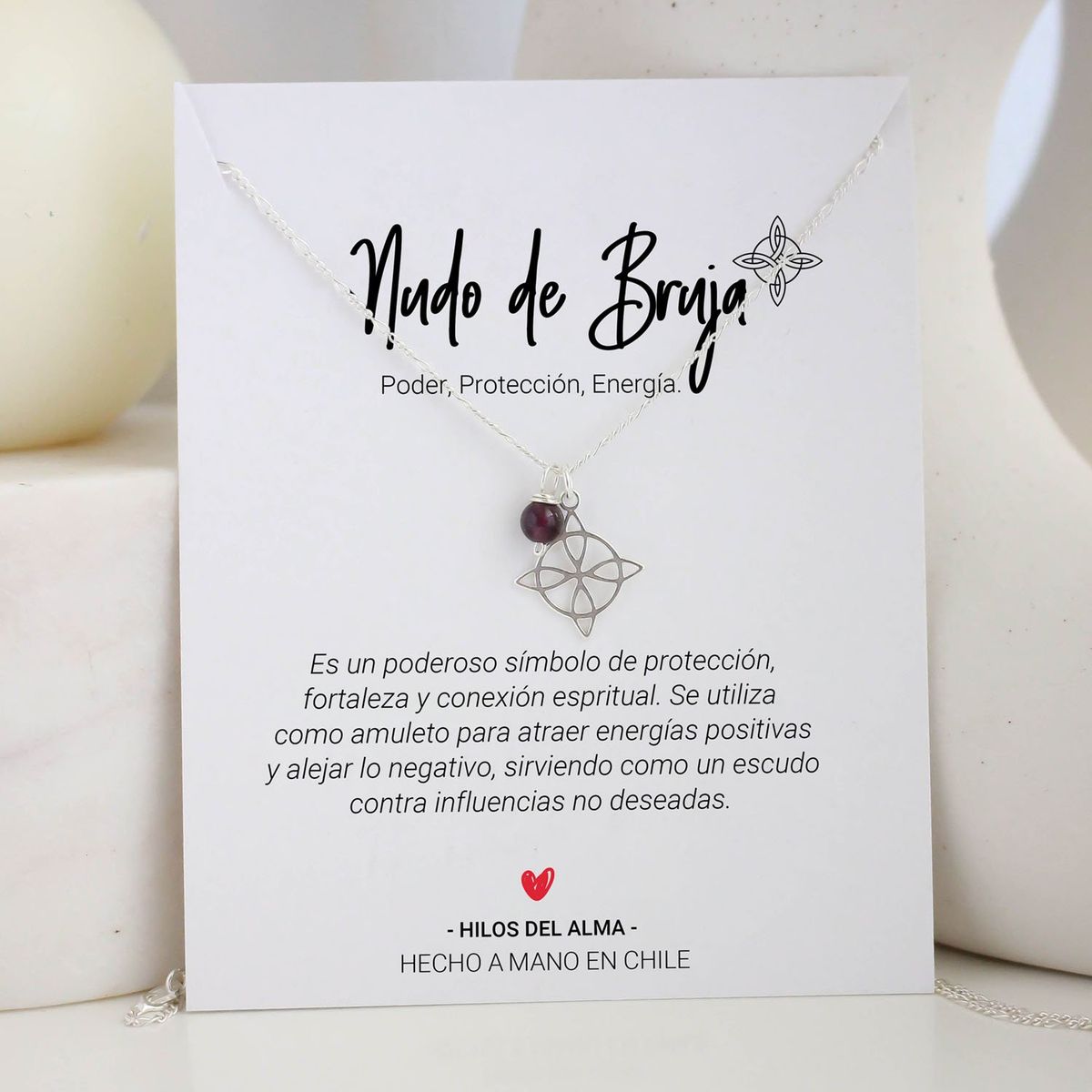 GENERICO - Collar Plata 92.5 Nudo de Bruja con Morado
