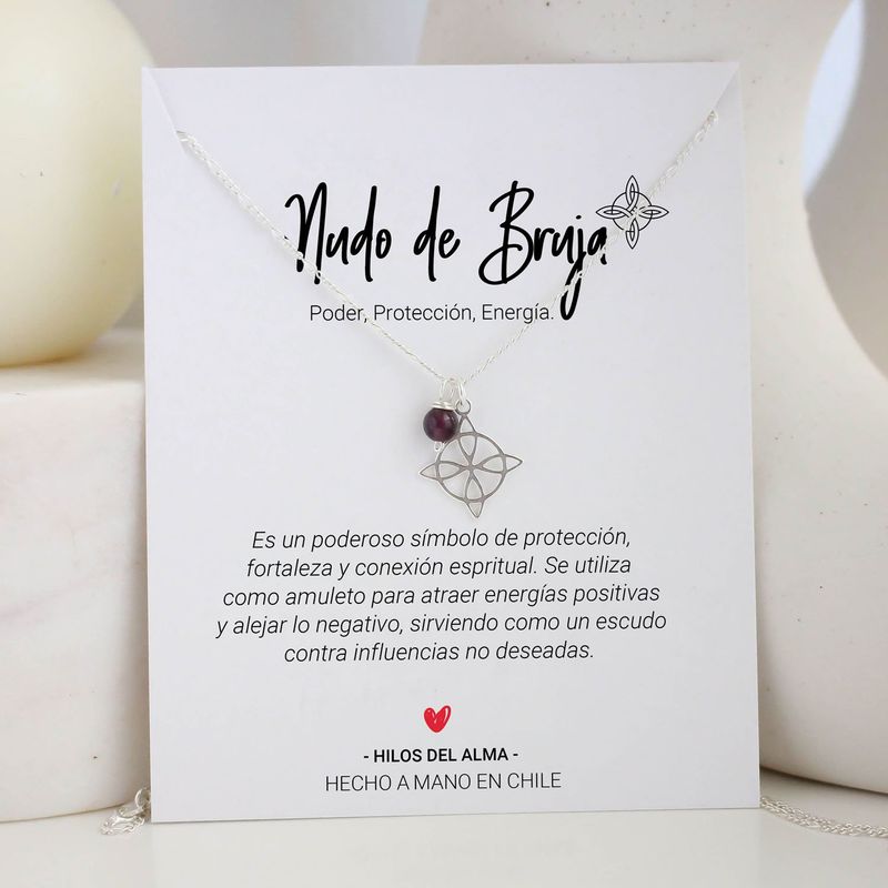 GENERICO - Collar Plata 92.5 Nudo de Bruja con Morado