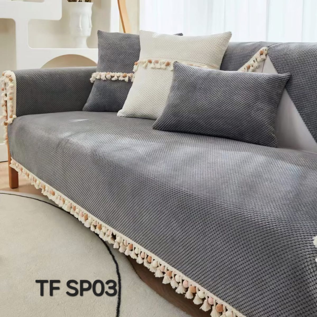 GENERICO - cubierta de sofa protector mat 180x70 con pompom