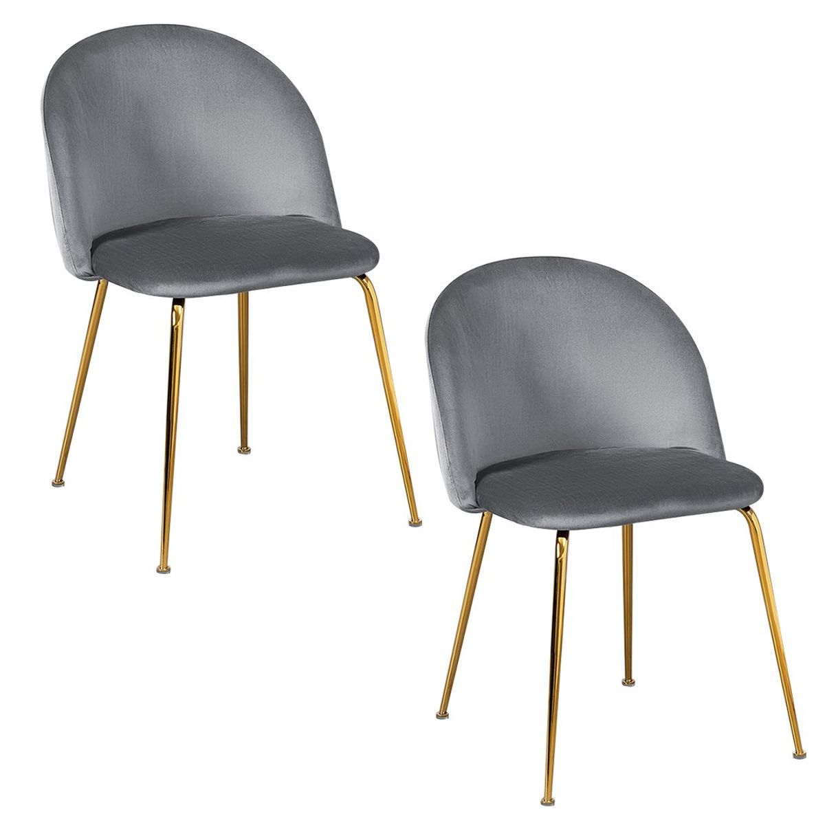 GENERICO - Pack 2 Sillas De Comedor Sora Tapiz Velvet Gris Patas Doradas