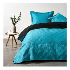 CANNON - Quilt de Verano AF 2 Plazas. Bicolor Turquesa Negro