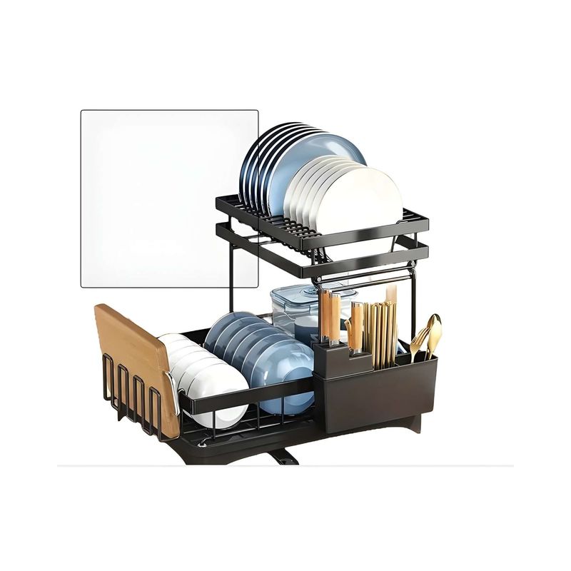 GENERICO - Escurridor De Platos 2 Niveles Secador Desmontable Loza Inoxidable