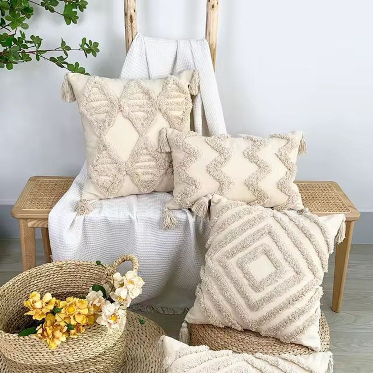 GENERICO - Pack Fundas Decorativas Boho Marroquí Cojin Decoración A13
