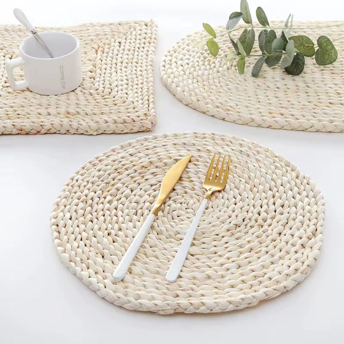 GENERICO - Set 6 Individuales Mantel Fibra Natural Yute 34 Cm