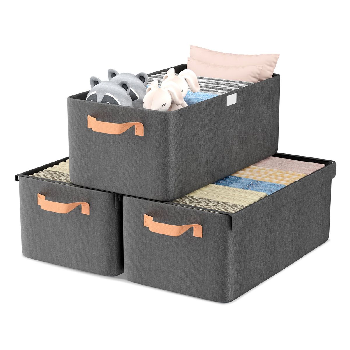 HALMAN - Organizadores de Tela de Lino para Ropa y Armario 3 Pcs