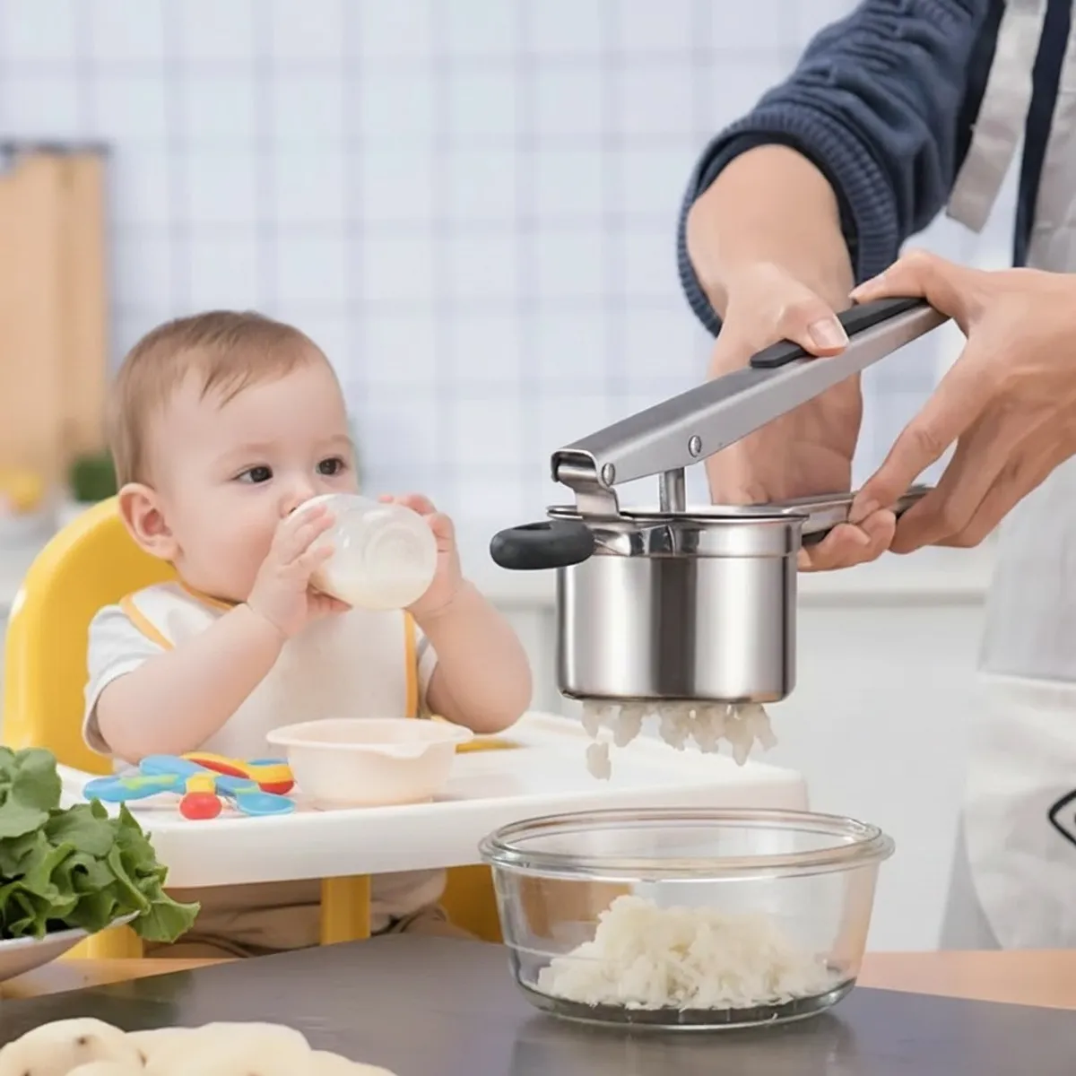 HALMAN - Prensa para Puré de Papas y Verduras con 3 Discos