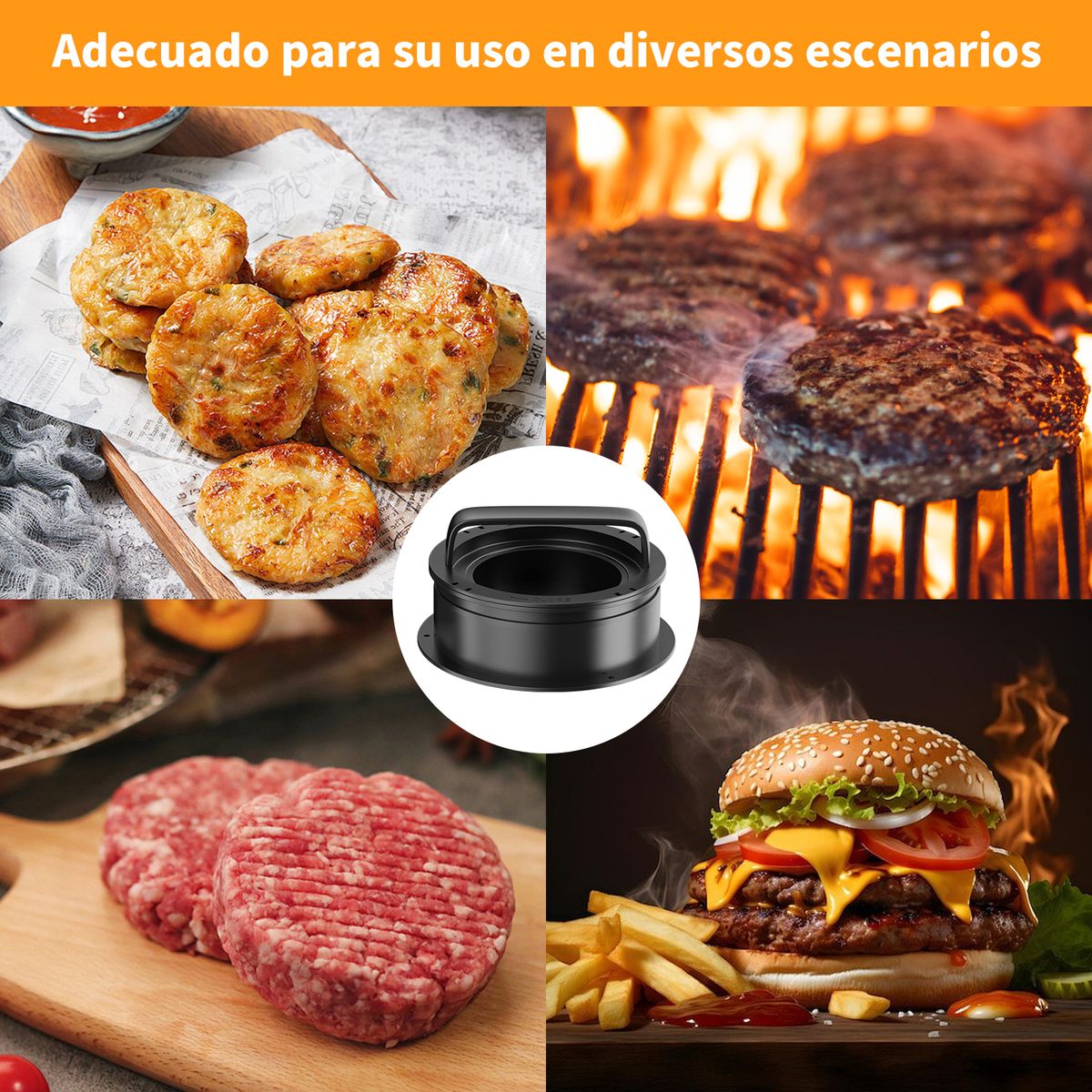 HALMAN - Molde Prensa para Hamburguesas Caseras 4 en 1 con Papeles