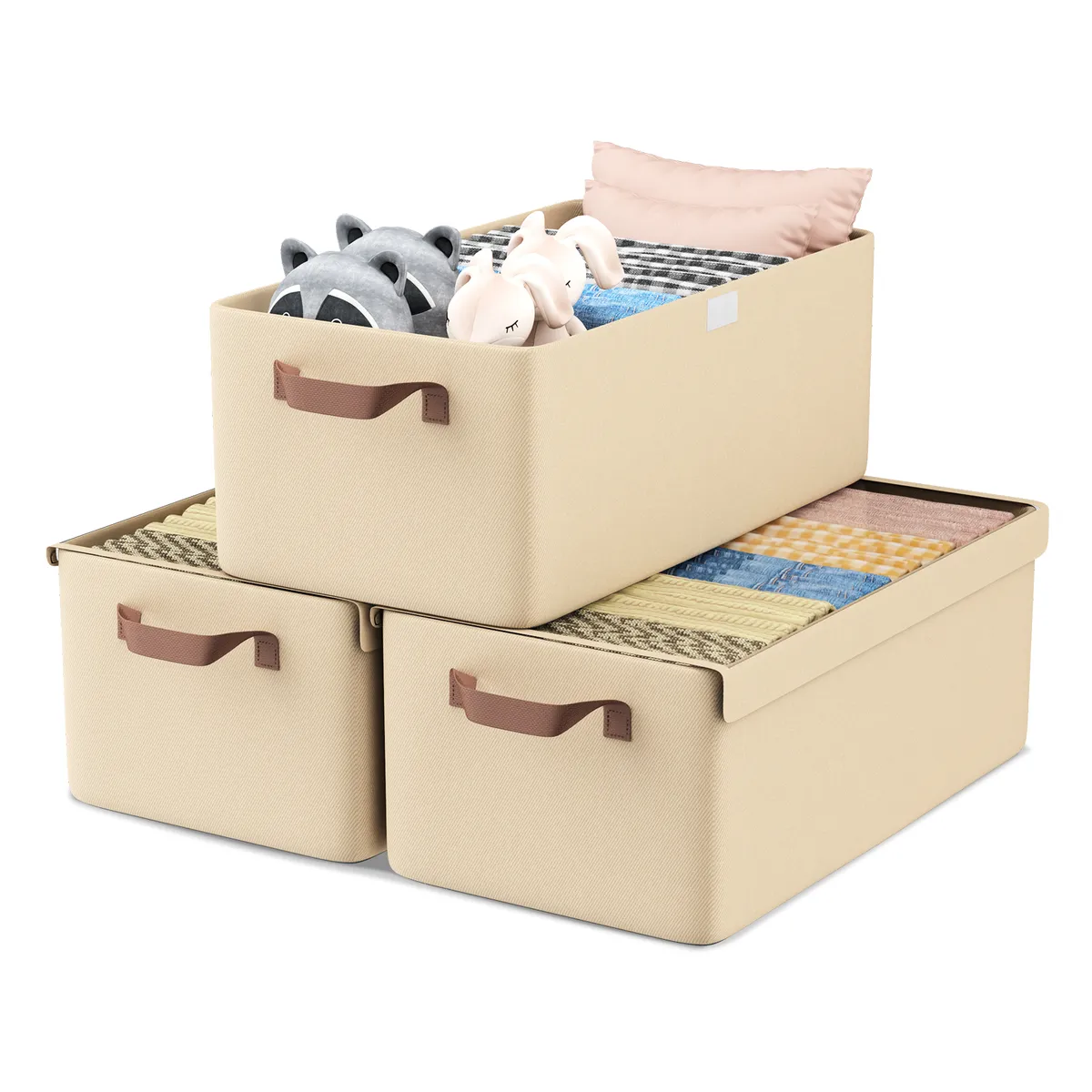 HALMAN - Organizadores de Tela de Lino para Ropa y Armario -3 Pcs