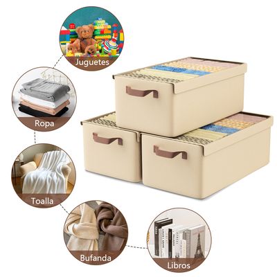 Imagen 2 del producto Organizadores de Tela de Lino para Ropa y Armario -3 Pcs