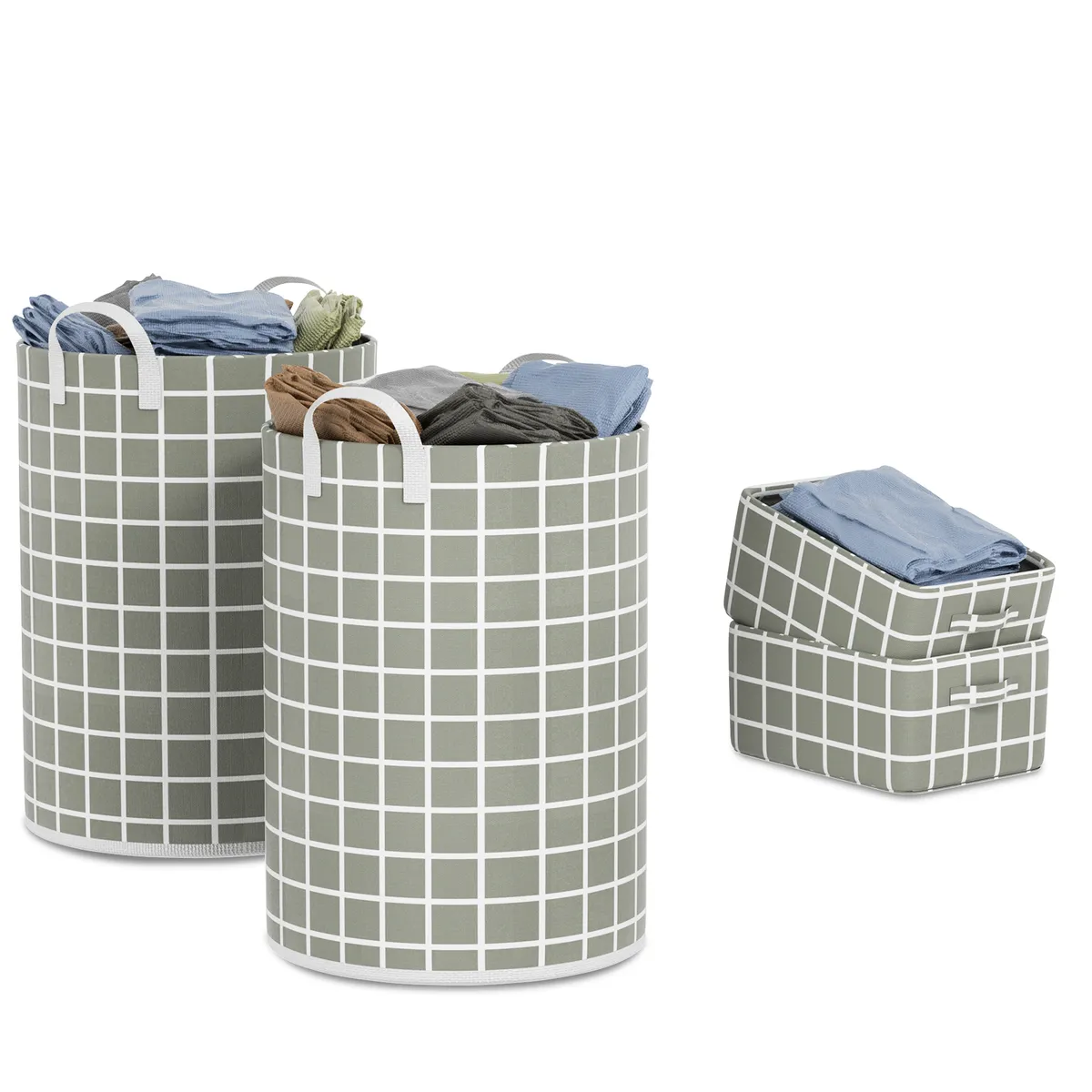 HALMAN - Juego De 4 Cestos Plegables Para Ropa Sucia Gris