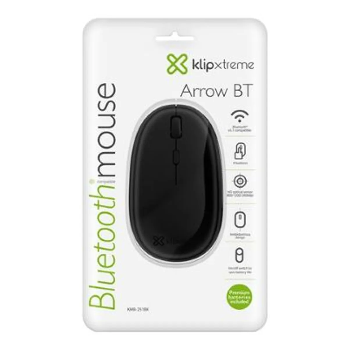 KLIP XTREME - Klip Xtreme Arrow BT Mouse Óptico, Inalámbrico, 4 Botones, 2400DPI, Color Negro