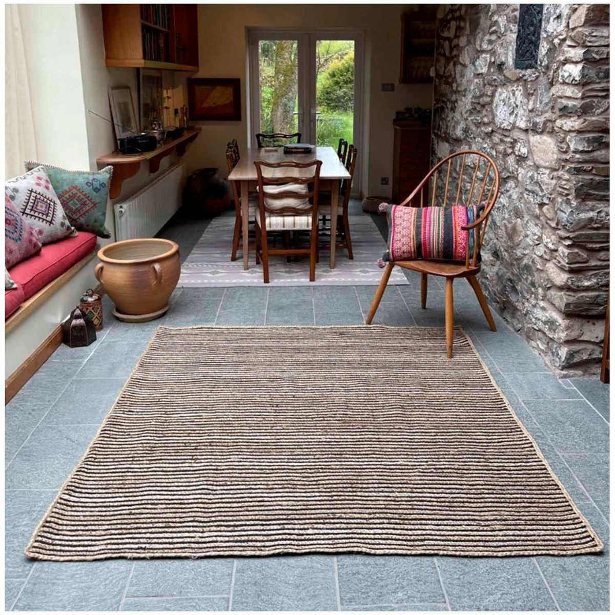 GENERICO - Alfombra de Yute - algodón natural Trenzado 200x300.