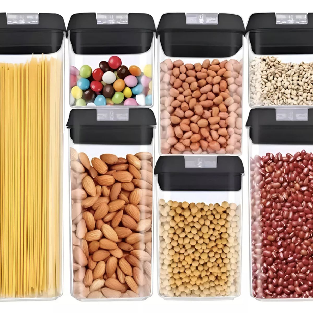 GENERICO - Set De 7 Contenedores Hermeticos De Plastico Cocina Despensa Negro