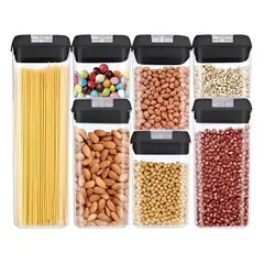 GENERICO - Set De 7 Contenedores Hermeticos De Plastico Cocina Despensa Negro