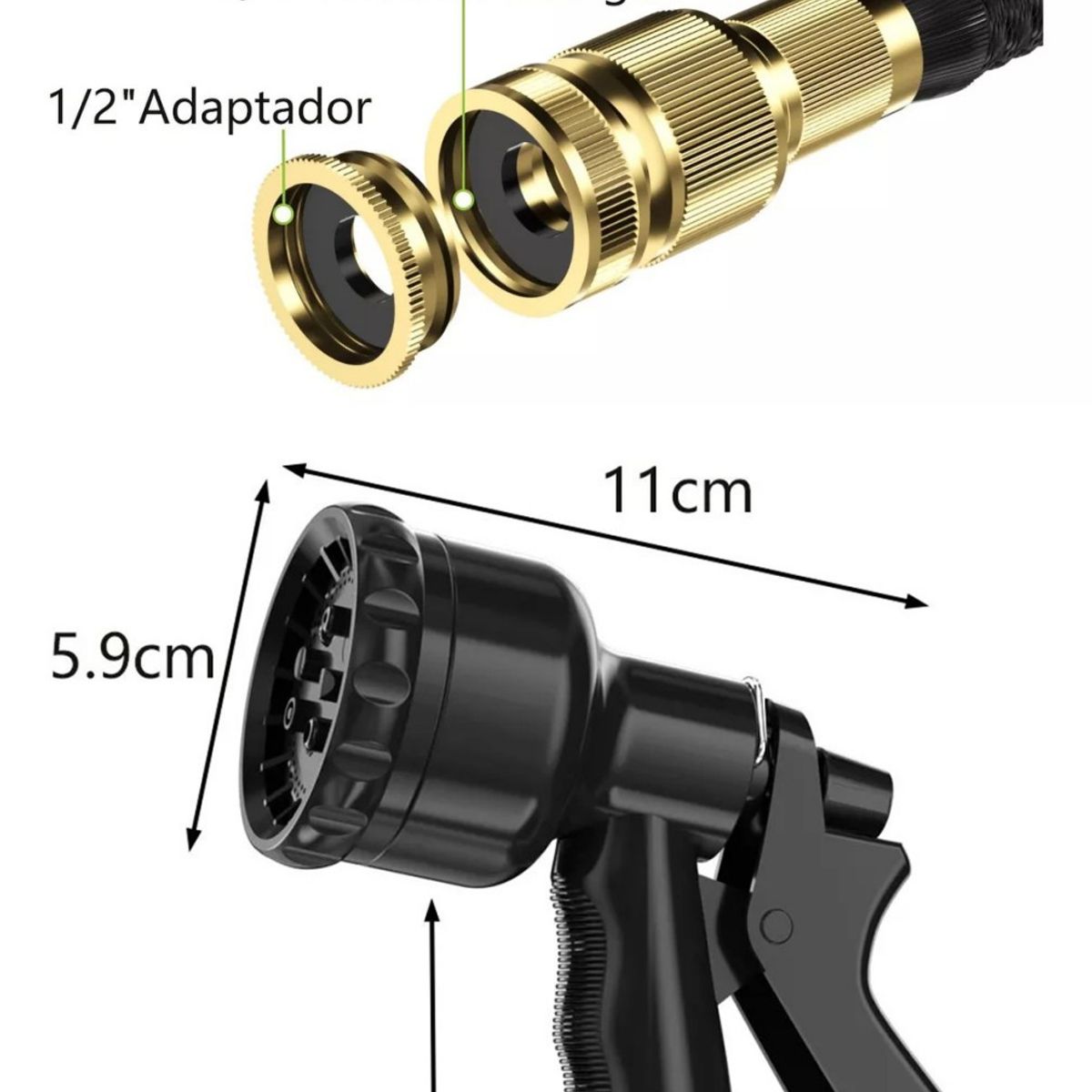 KUANGYE - Manguera Retráctil Expandible 15 Metros Pistola Y Acoples