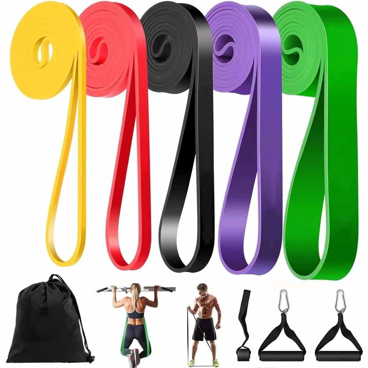 KUANGYE - Kit Ejercicio De 5 Bandas Elásticas Resistencia Para Fitness