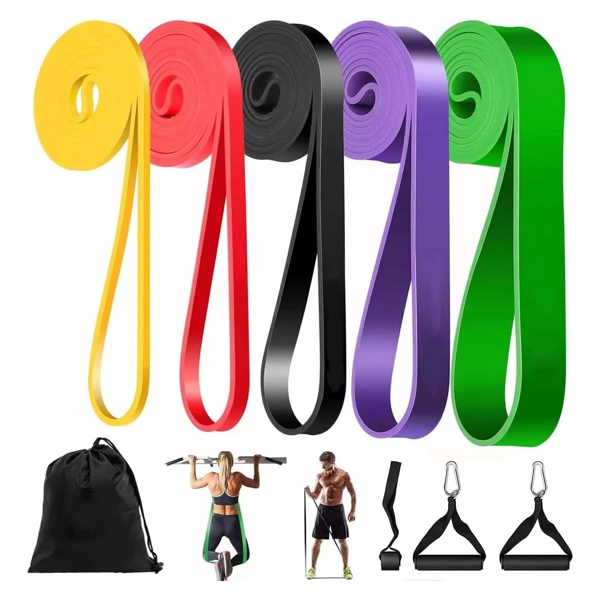 KUANGYE - Kit Ejercicio De 5 Bandas Elásticas Resistencia Para Fitness