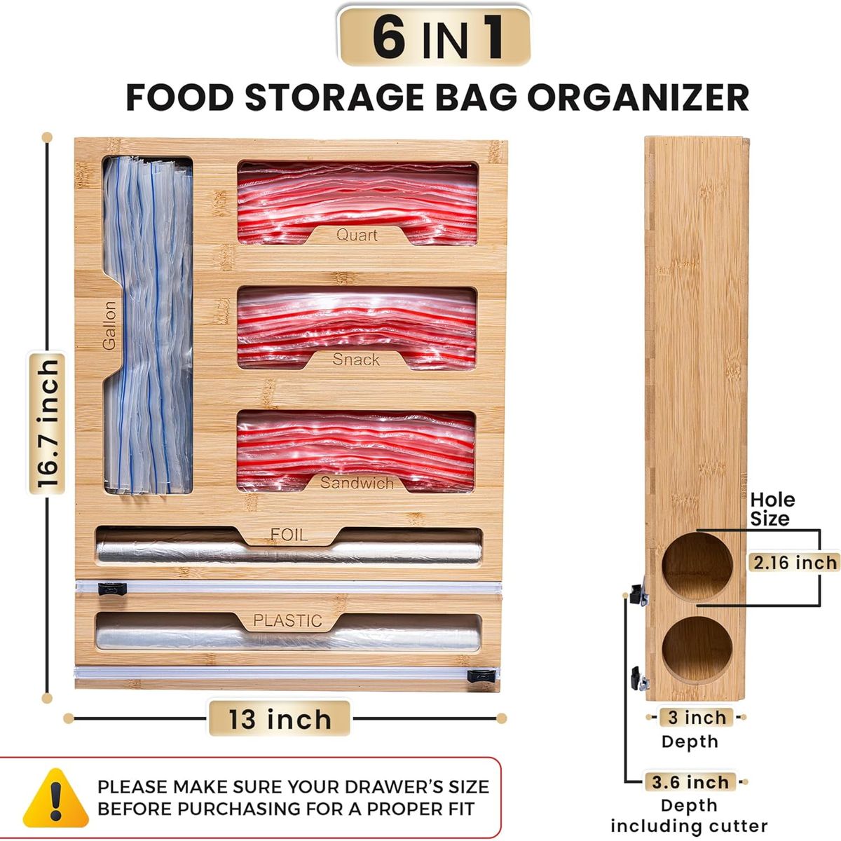 KUANGYE - Organizador De Papel De Aluminio Y Plástico 6 en 1