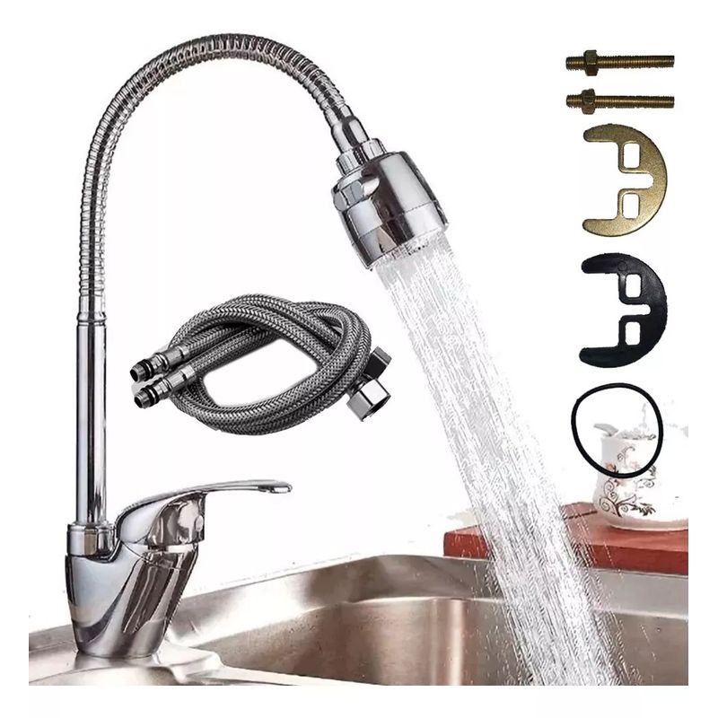 KUANGYE - Llave Monomando Lavaplatos Flexible Fría Y Caliente Manguera