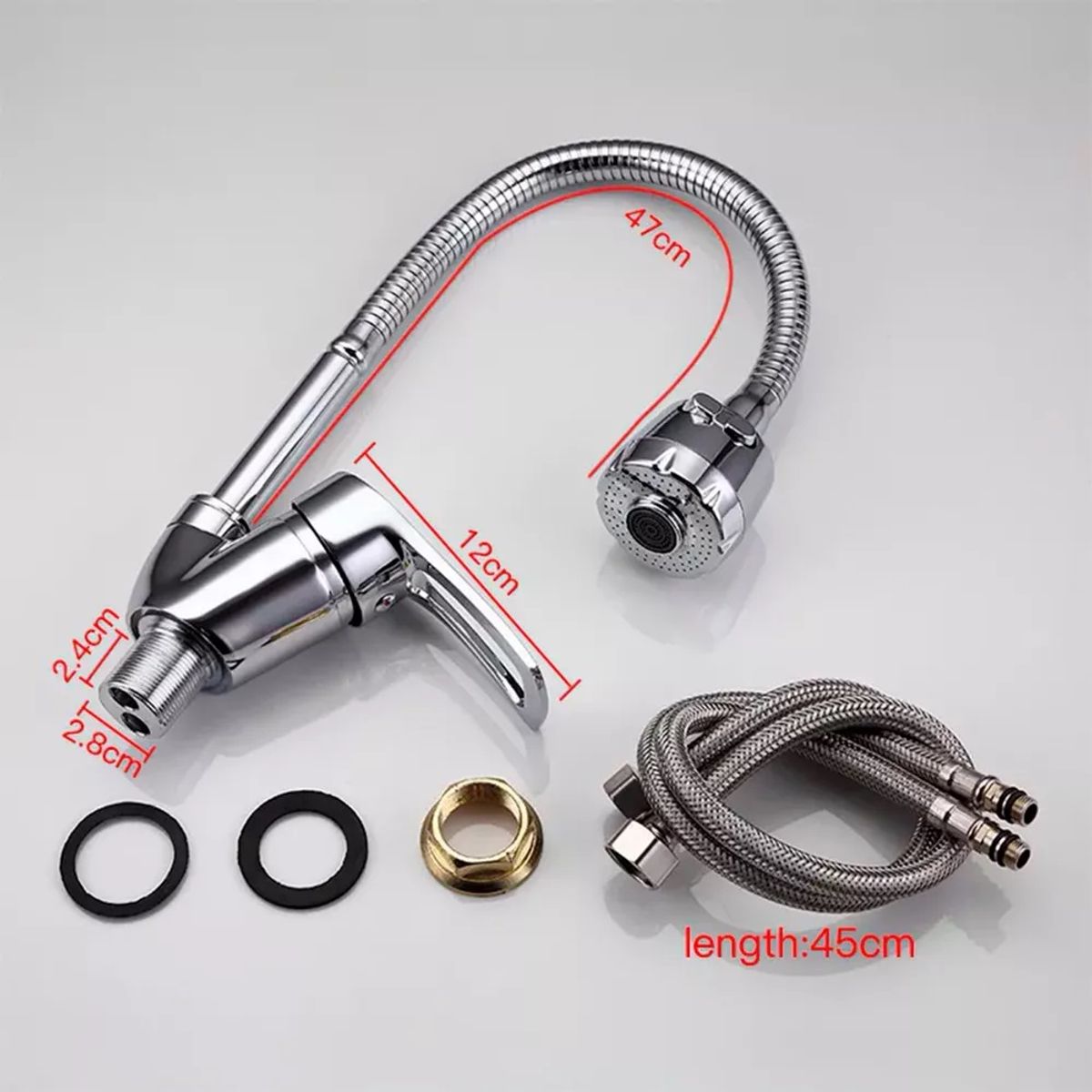 KUANGYE - Llave Monomando Lavaplatos Flexible Fría Y Caliente Manguera