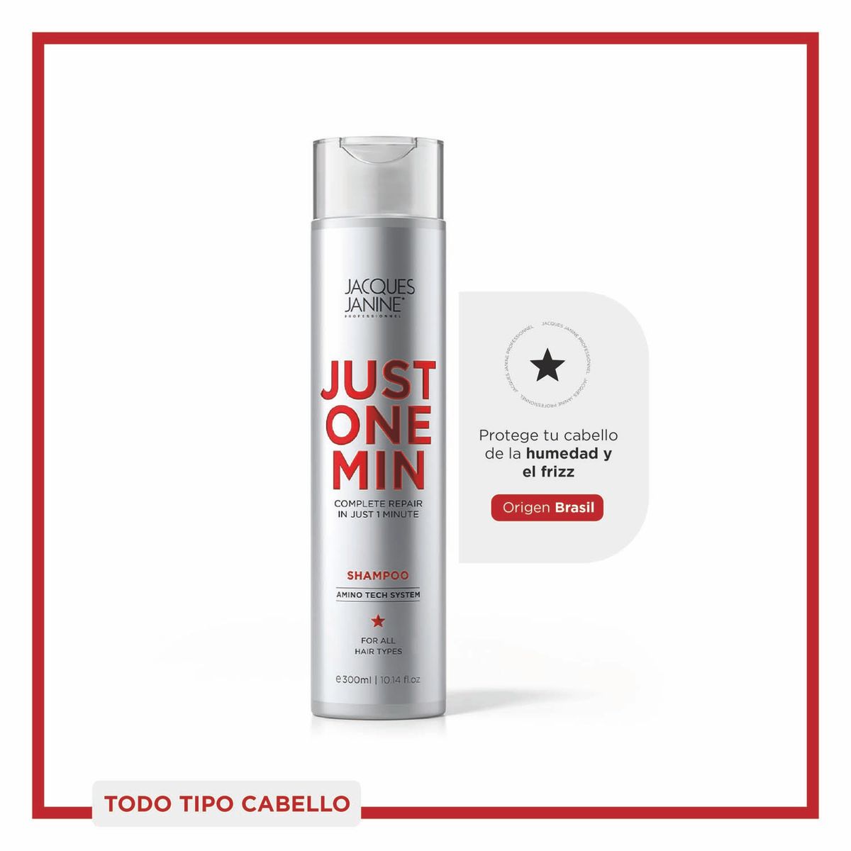 JACQUES JANINE - Shampoo Antifrizz y Brillo Just One Minute Jacques Janine 300ml