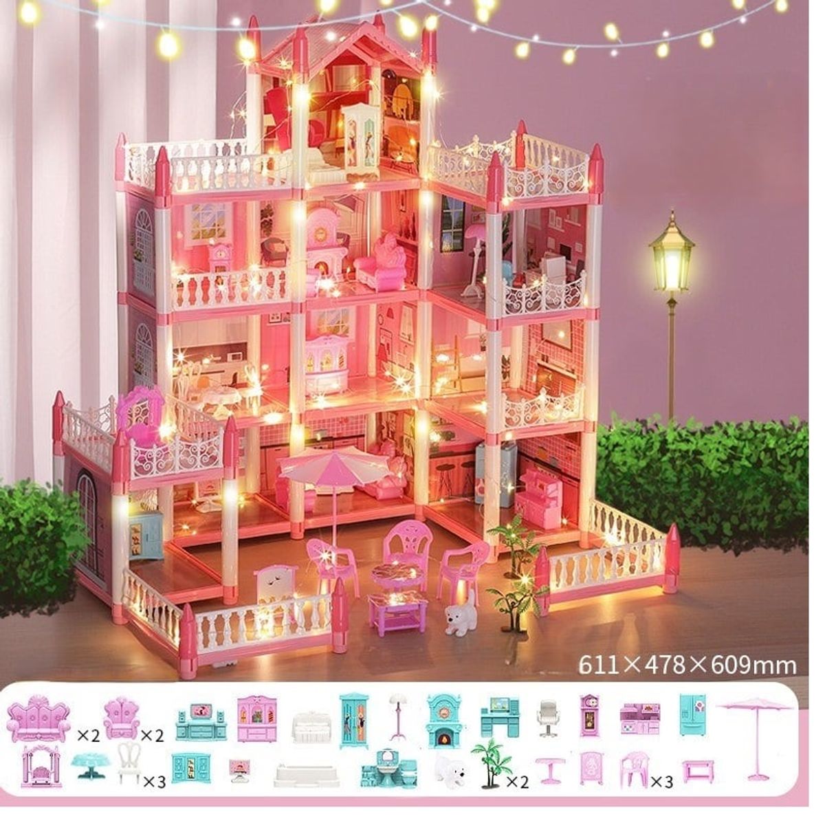 TATEE - Juguete Casa de muñecas 11 Dollhouse Muebles Castillo Diy