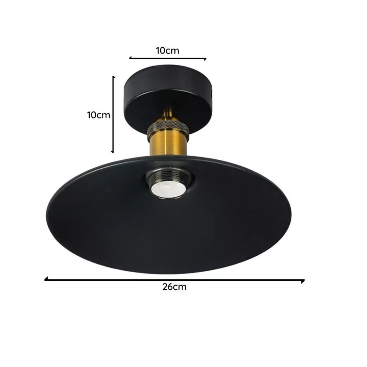 GENERICO - Lampara De Techo Vintage Decoración Retro Soquete E27 Negro