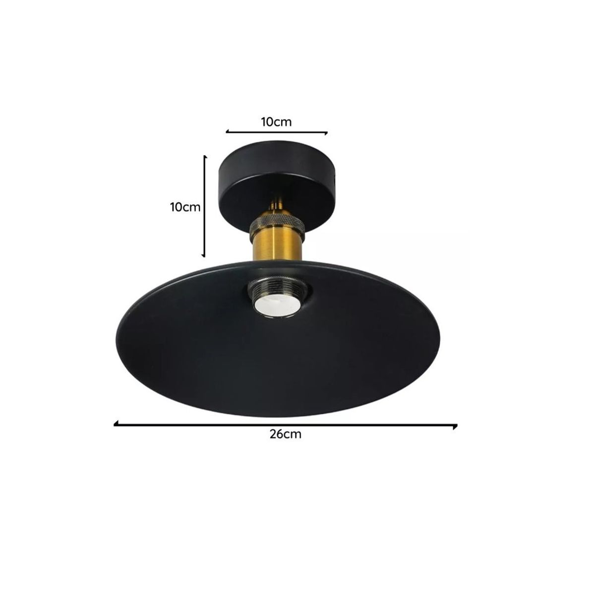 GENERICO - Lampara De Techo Vintage Decoración Retro Soquete E27 Negro