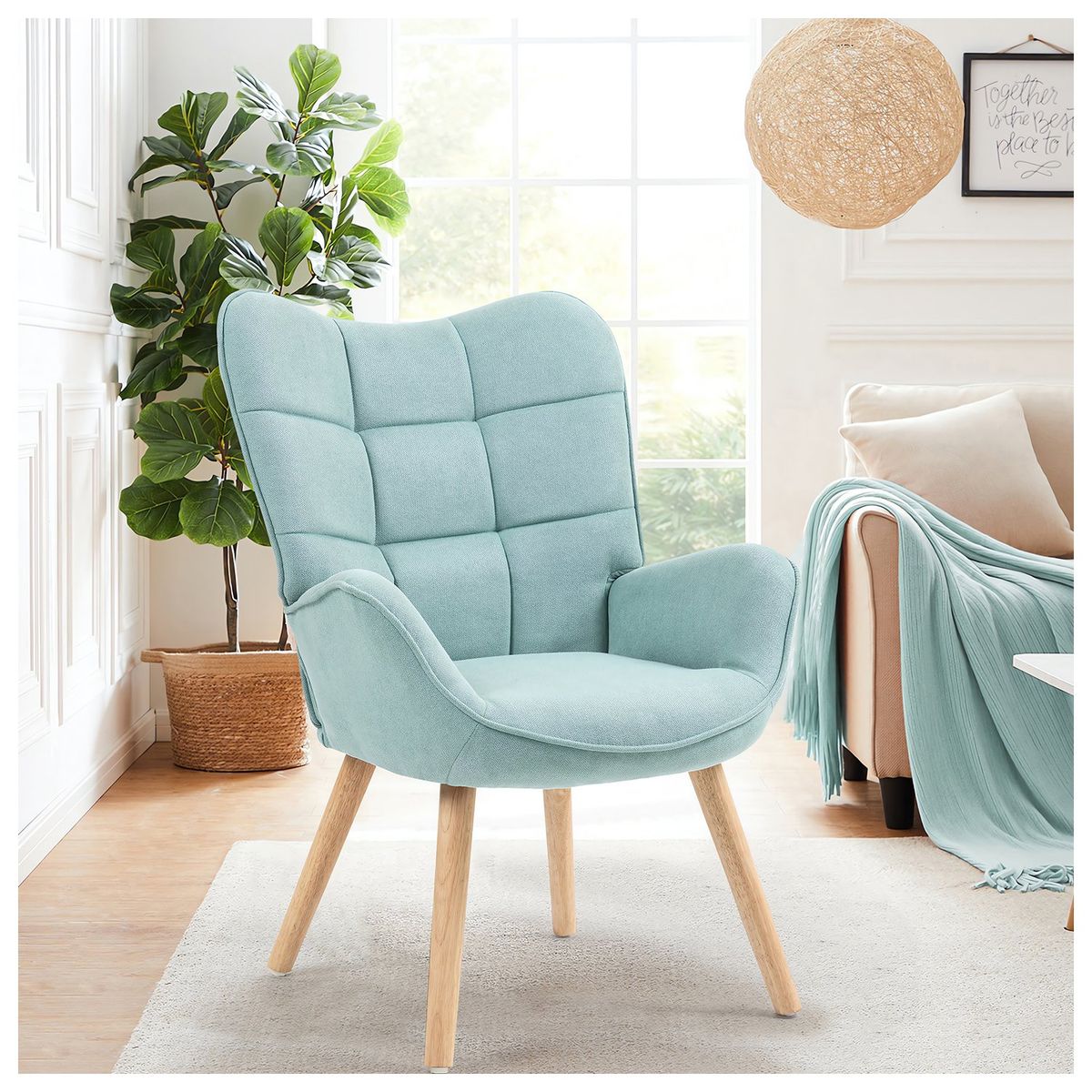 NOVAHUS - Sitial New Kas Acolchado Con Apoyabrazos Celeste