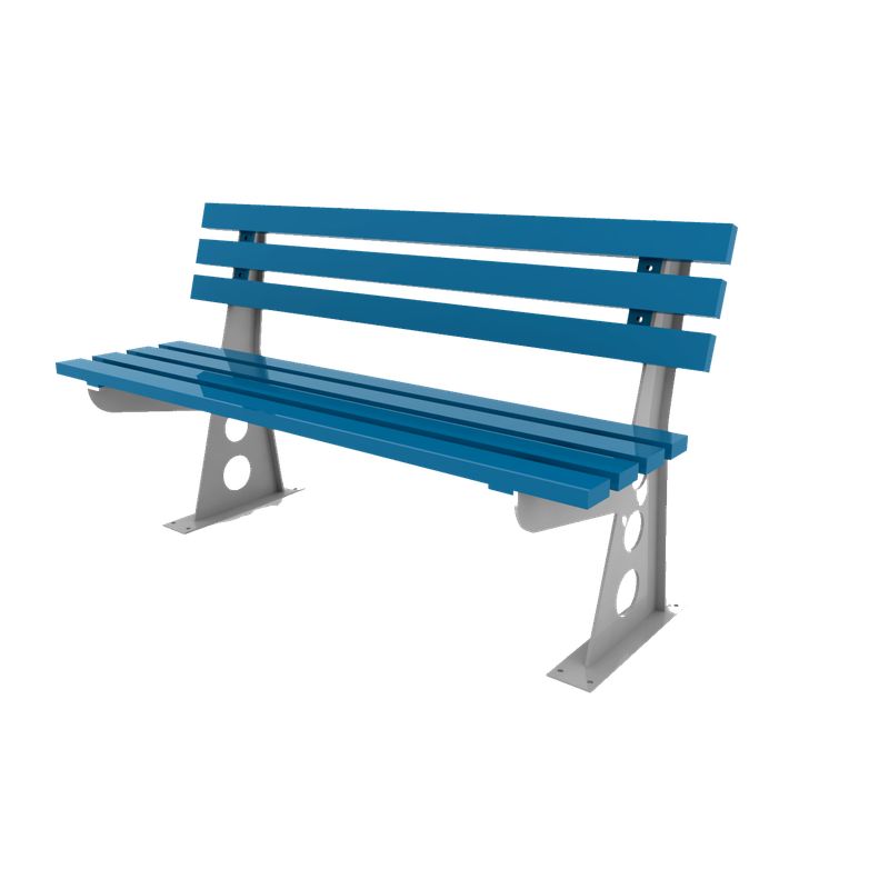 GENERICO - ESCAÑO DE PLAZA TIPO ESAN METALICO GRIS  AZUL