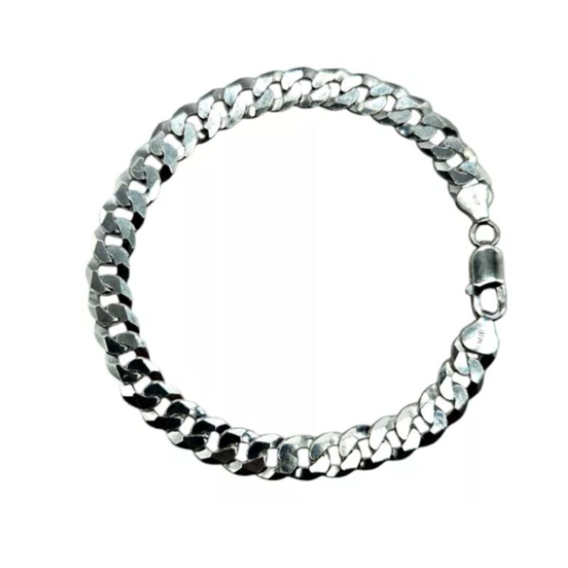 GENERICO - Pulsera Grumet Hombre Gruesa Plata Fina Italiana 925
