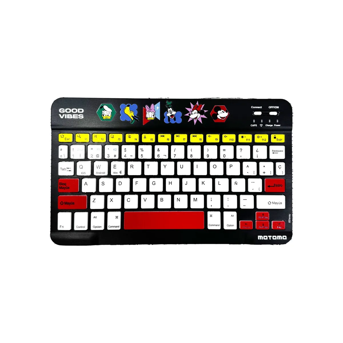MOTOMO - Kit Teclado y Mouse Inalámbrico Motomo Mickey Good Vibes Bluetooth