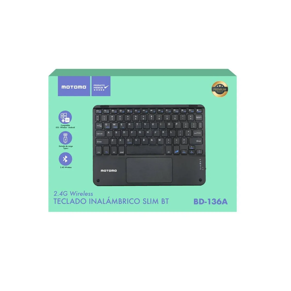 MOTOMO - Teclado Motomo Inalambrico BD-136A BT Negro COTECL03