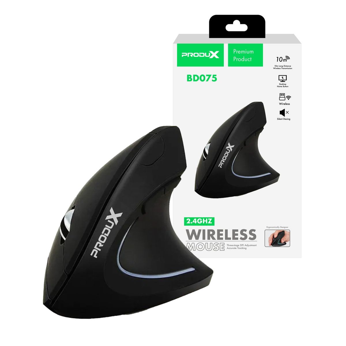 MOTOMO - Mouse Inalámbrico Motomo BD075 Ergonomico Vertical Color Negro