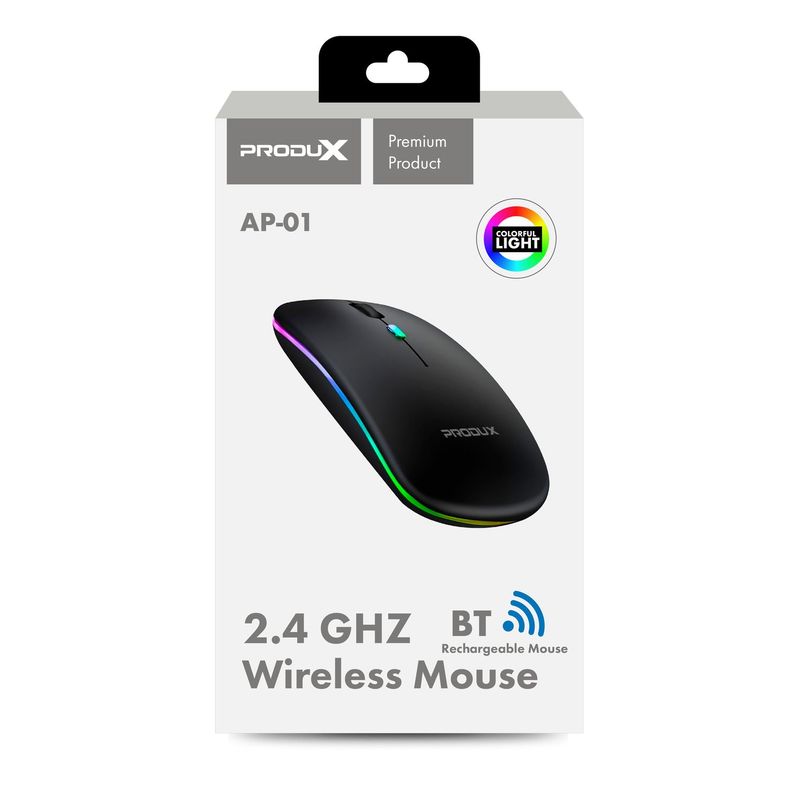 MOTOMO - Mouse Inalámbrico Motomo AP-01, Bateria recargable, 1600 DPI, Negro