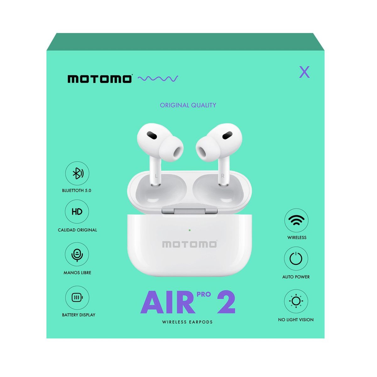 MOTOMO - Audífonos Bluetooth Motomo Air Pro 2 Earpords In-Ear Blanco