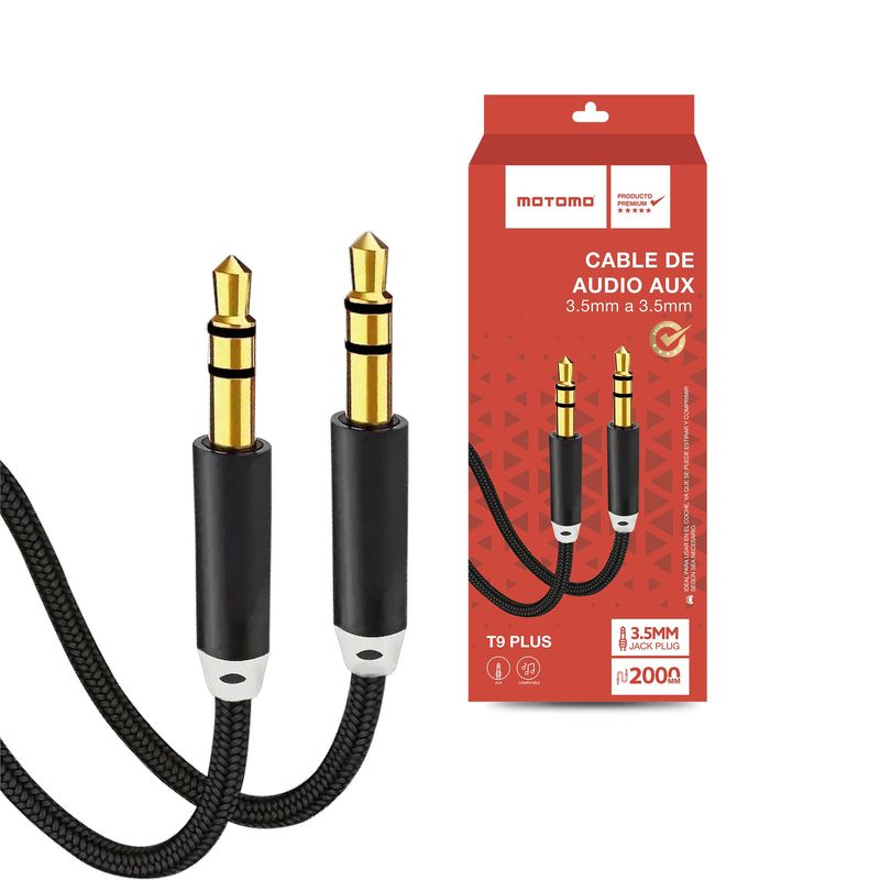 MOTOMO - Cable Auxiliar Motomo de alta calidad 3.5mm, Color Negro, 2 Metros