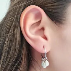 ANDREA COGGIOLA JOYAS - Aros Argolla 16mm Perlas De Río Plata Fina 925