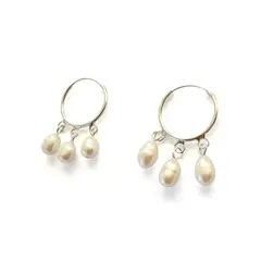 ANDREA COGGIOLA JOYAS - Aros Argolla 16mm Perlas De Río Plata Fina 925