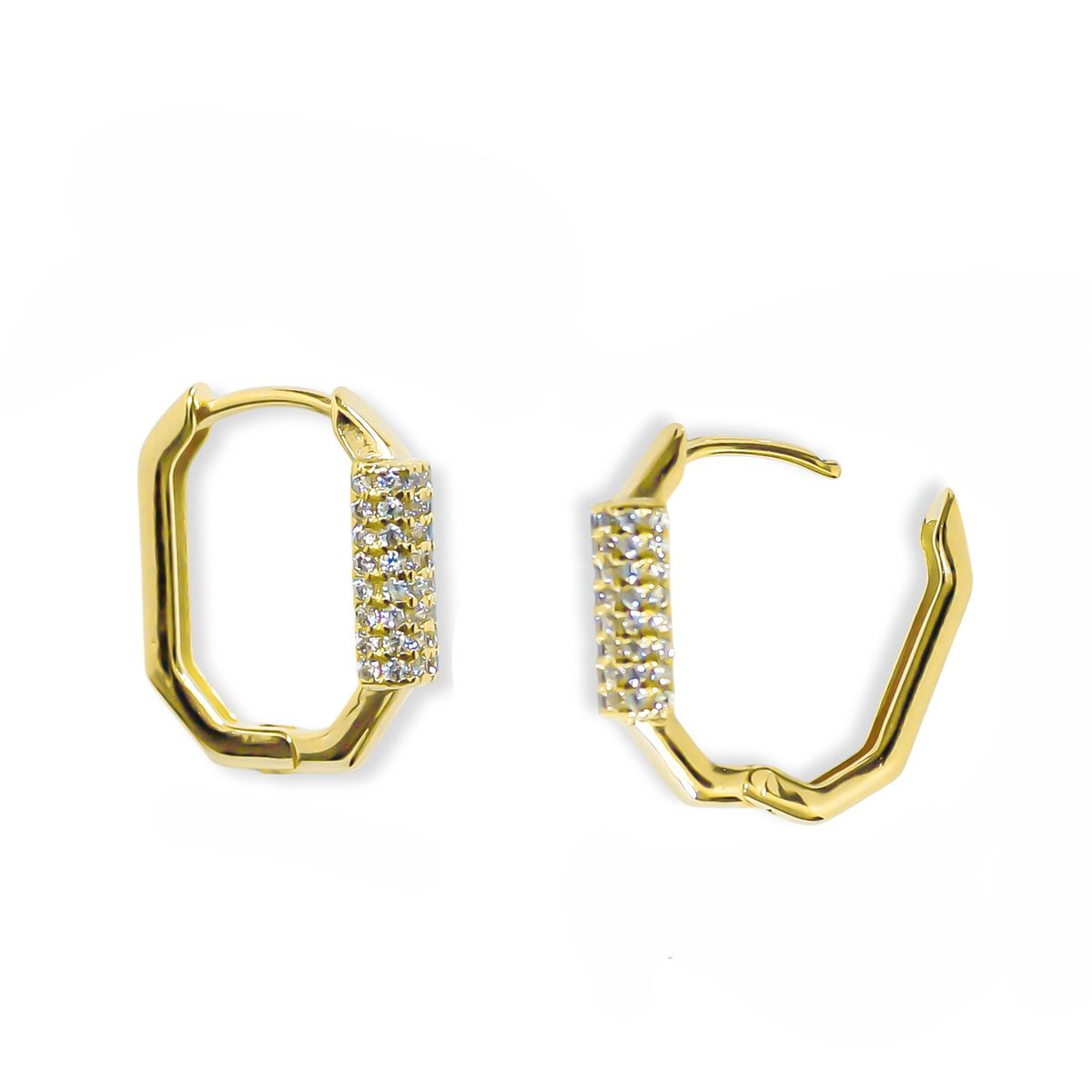 COGGIOLA - Aros Argolla Hexágono Circón Enchapado Oro 18K