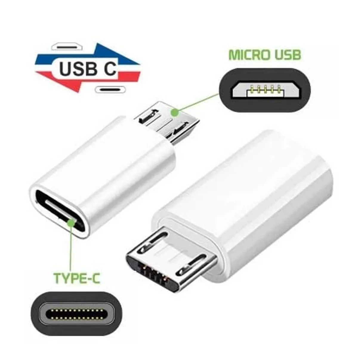 GENERICO - Adaptador Tipo C a Micro USB V8 Tipo C Hembra Micro USB Macho Celulares