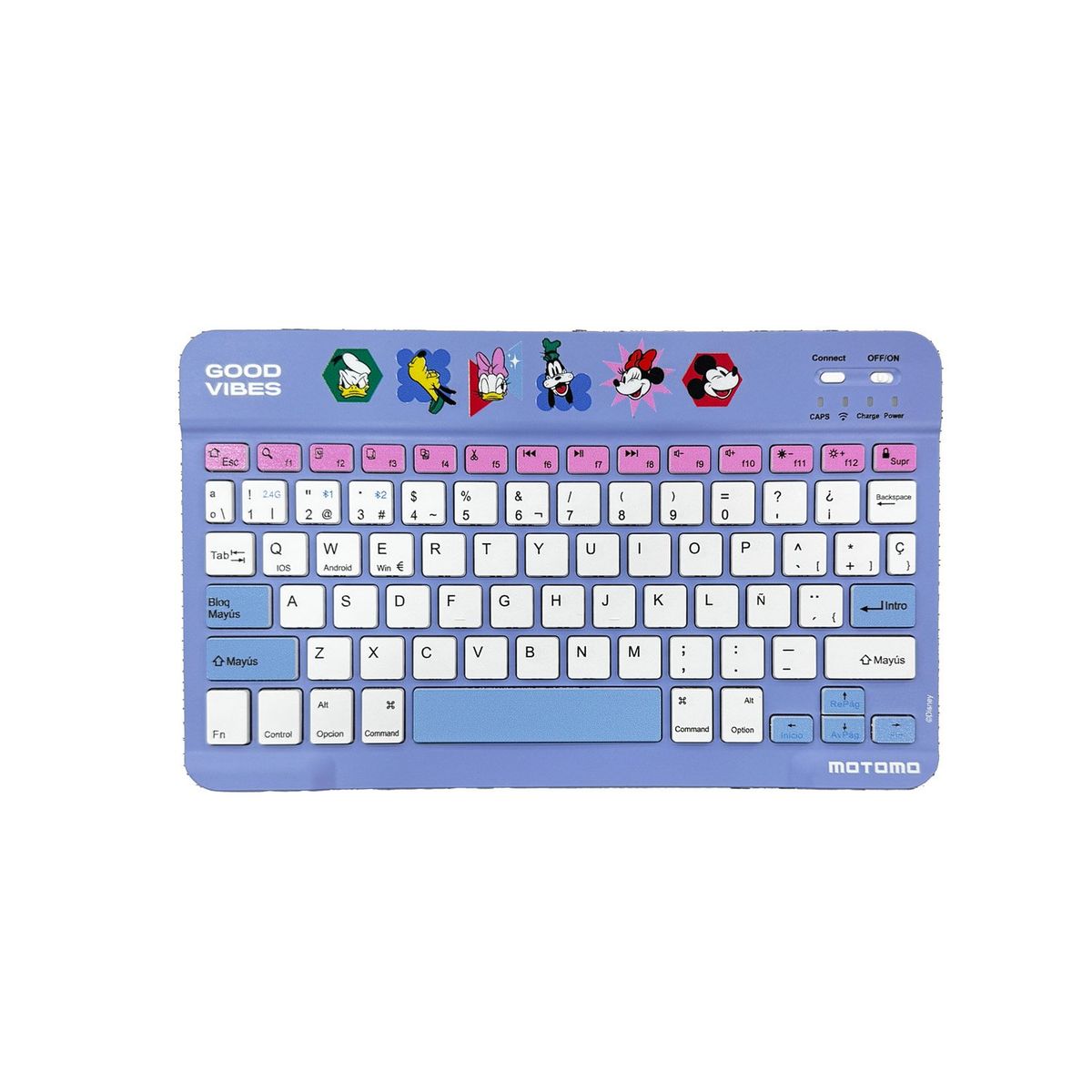 MOTOMO - Kit Teclado y Mouse Inalámbrico Motomo Minnie Good Vibes Bluetooth Color Morado