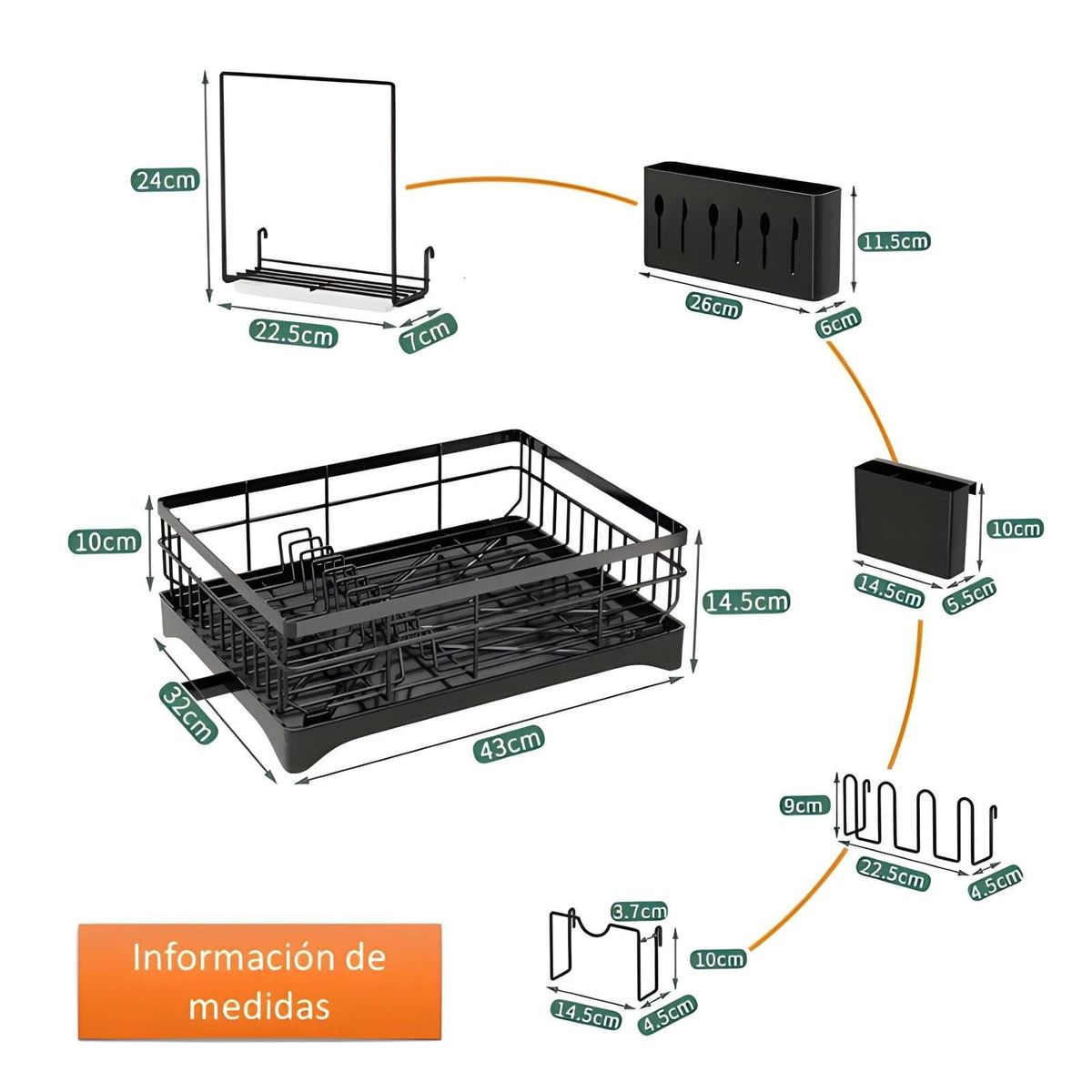 GENERICO - Escurridor de Platos y Utensilios Drenaje Automatico