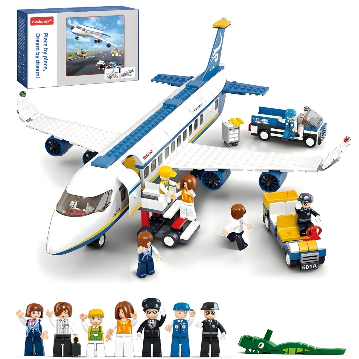 AZULAMAR - Bloques De Avión De Pasajeros Urbano Juguete Regalo Chico