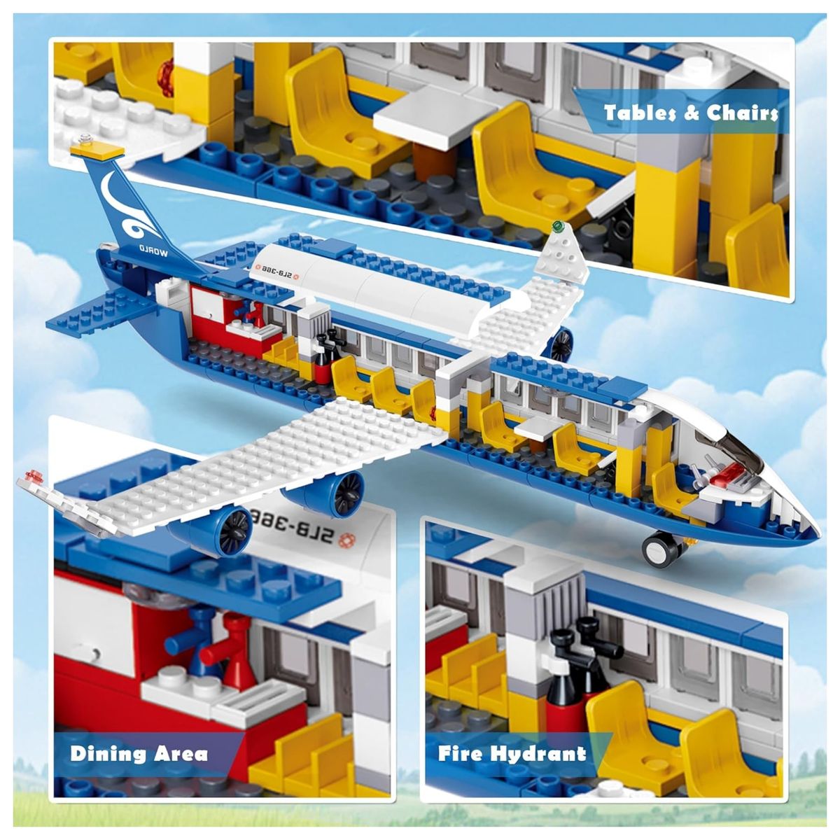 AZULAMAR - Bloques De Avión De Pasajeros Urbano Juguete Regalo Chico