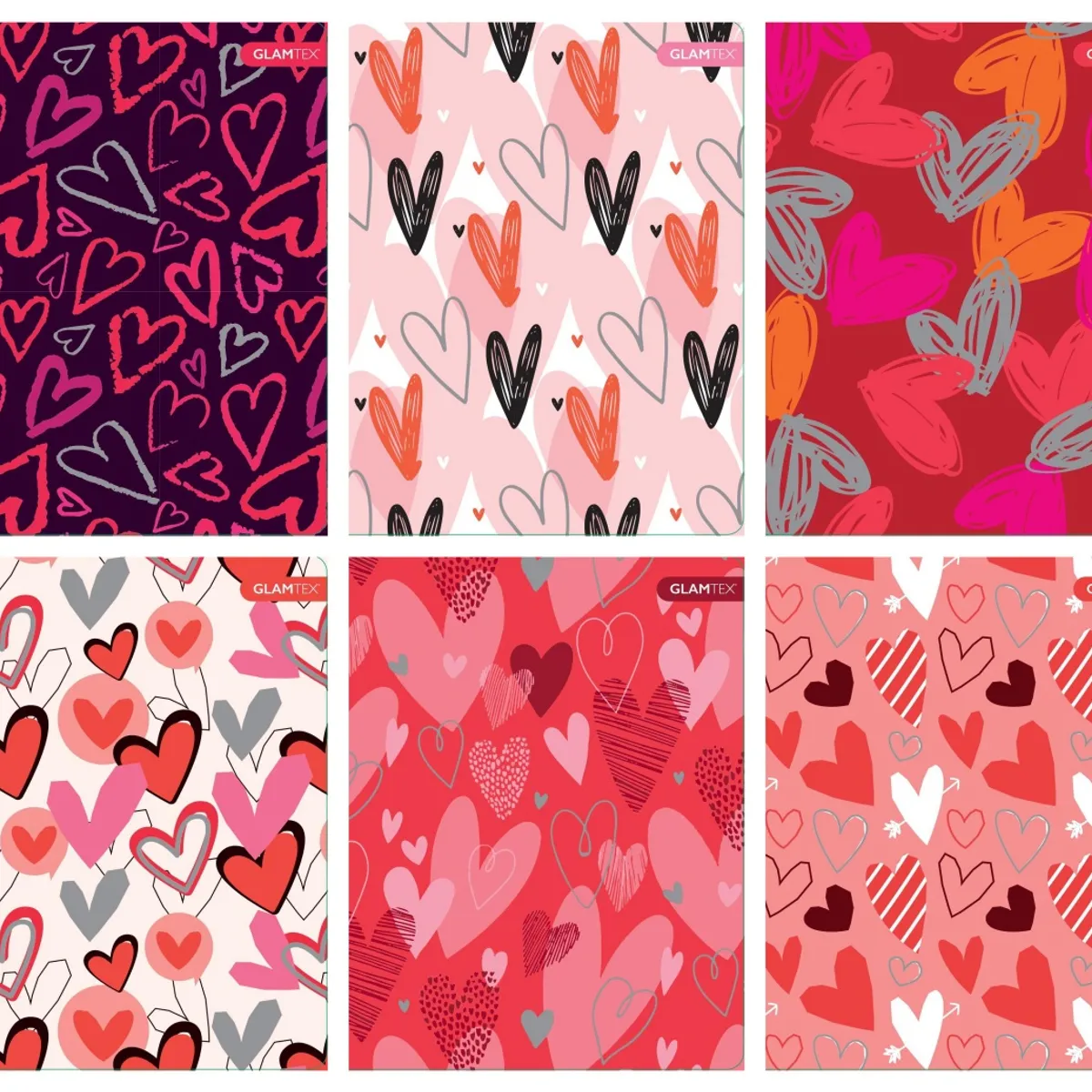 GLAM - Cuaderno Glamtex Univesitario Tdura 100h 7mm Corazones 10u