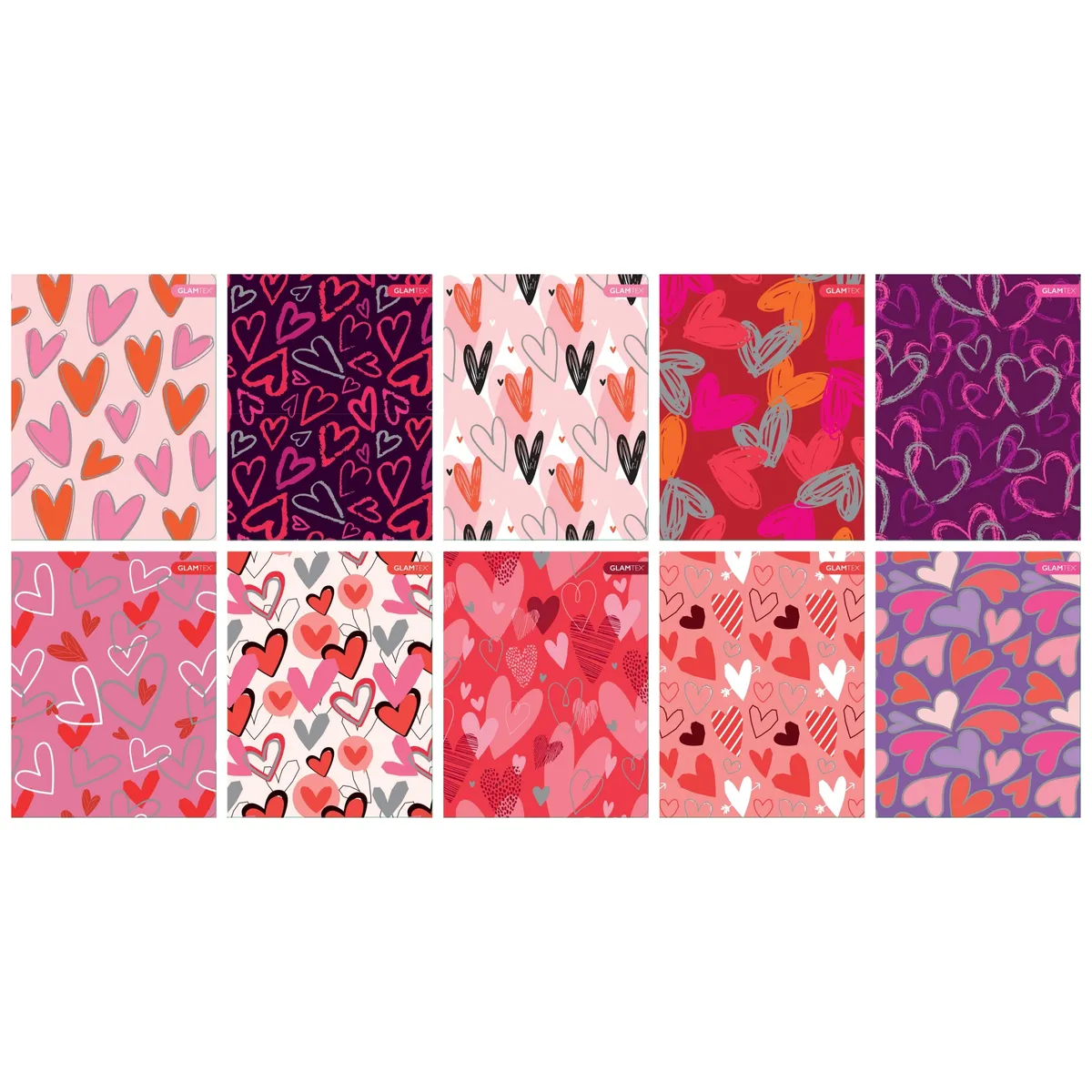 GLAM - Cuaderno Glamtex Univesitario Tdura 100h 7mm Corazones 10u