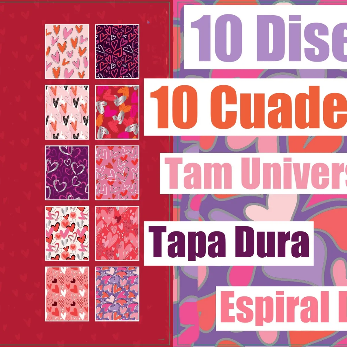 GLAM - Cuaderno Glamtex Univesitario Tdura 100h 7mm Corazones 10u