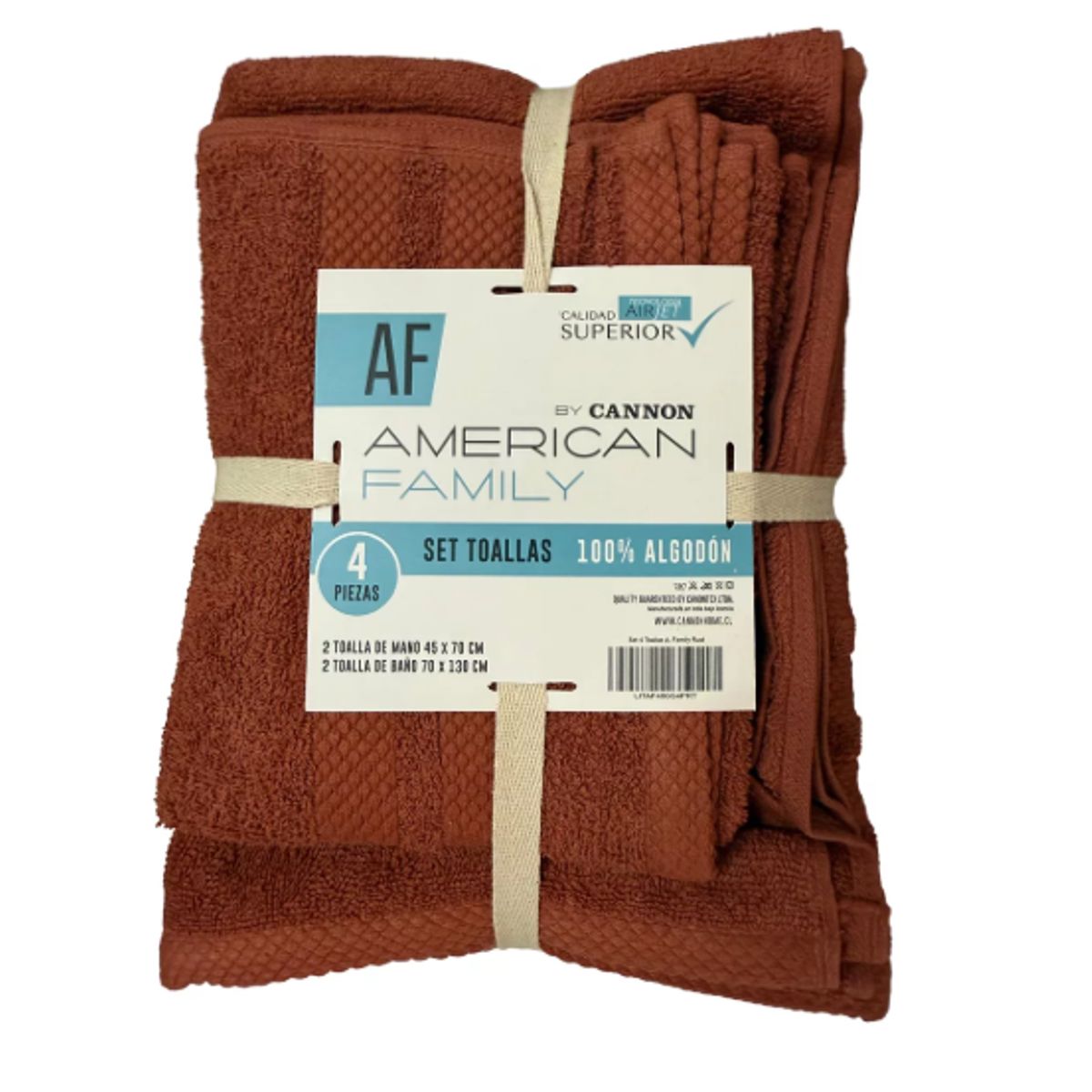 CANNON - Set De Toalla Baño + Mano 4 Piezas De 400g Af By Cannon Rust